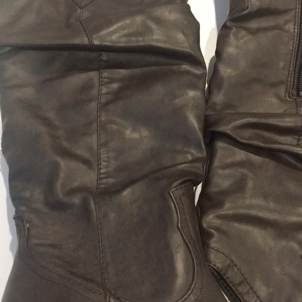 CALL IT SPRING Faux Leather Brown Cowboy Boots - Picture 12 of 14